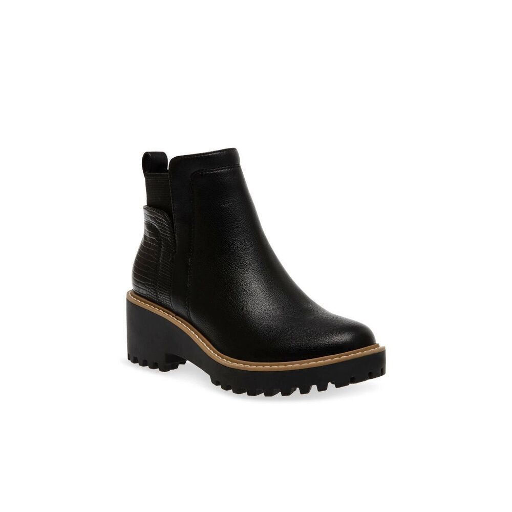 DV BY DOLCE VITA RIELLE LUG SOLE CHELSEA BOOT WOMEN BLACK EXOTIC SIZE 9.5 M